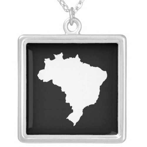Black Festive Brazil at Emporio Moffa Silver Plated Necklace
