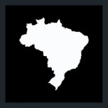 Black Festive Brazil at Emporiomoffa Poster<br><div class="desc">Brazil map outline in white with contrasting colors in Emporio Moffa's Festive Brazil palette inspired by the national flag,  carnival and the coffee industry.</div>
