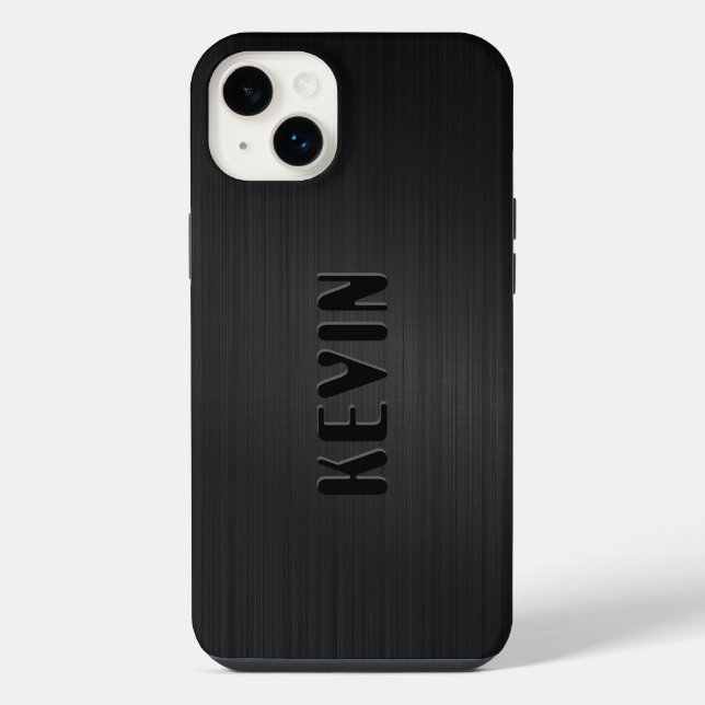 Black Fiber Texture Monogram Iphone Case (Back)