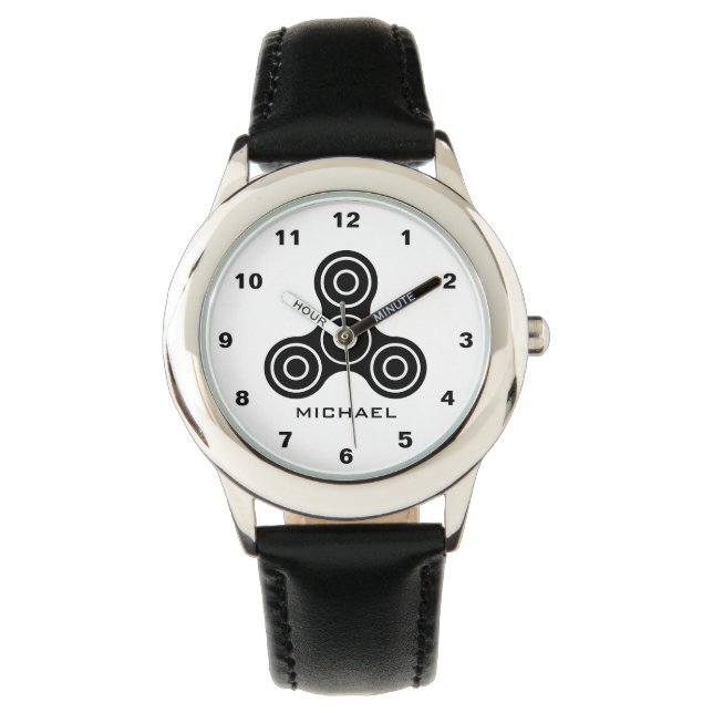 Black Fidget Spinner Design Kids watch (Front)