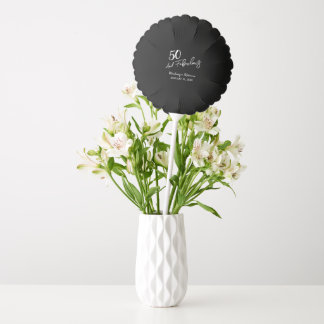 Black Fifty and Fabulous Script Birthday Party Balloon