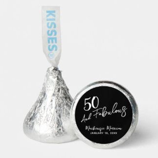 Black Fifty and Fabulous Script Birthday Party Hershey®'s Kisses®