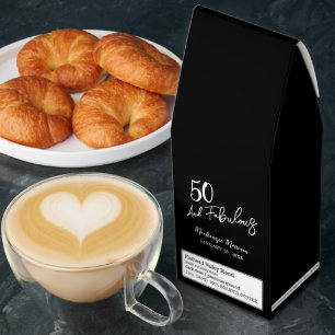 Black Fifty and Fabulous Script Birthday Party Roasted Coffee