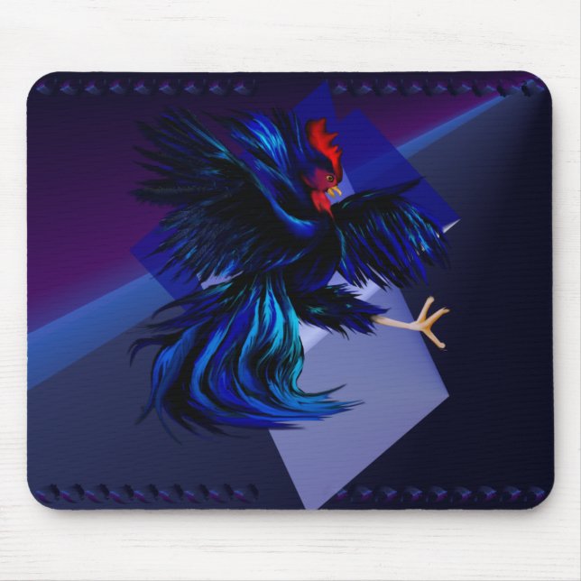Black Fighting Rooster Mousepad (Front)
