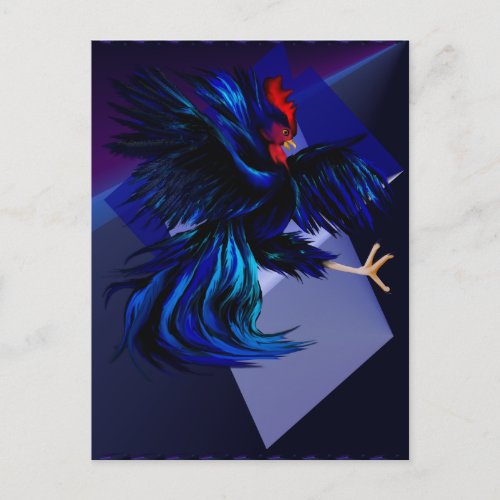 Black Fighting Rooster Postcard