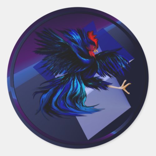 Black Fighting Rooster Sticker