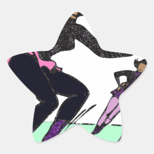 black figure skater star sticker