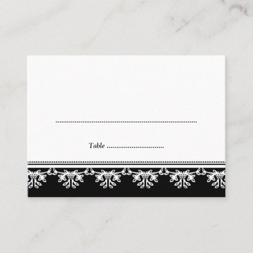 Black filigree border wedding escort place card business card