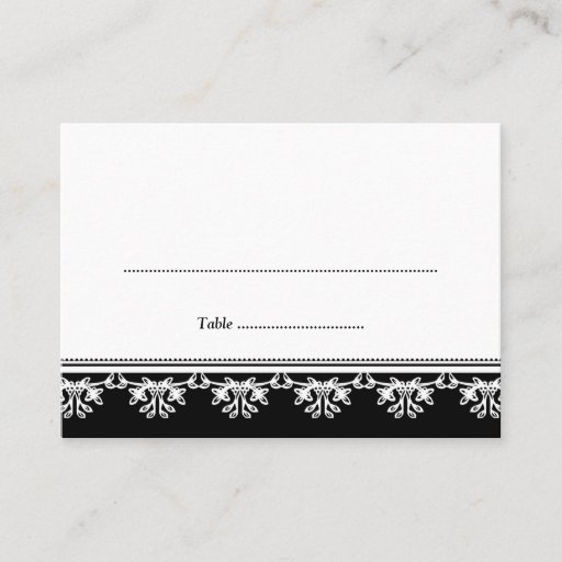 Customizable Black filigree border wedding escort place card business card
