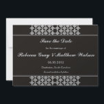 Black Filigree save the date cards<br><div class="desc">kool cards-Easy to customize with your own text. Great as an invitation / announcement / thank you / menu / enclosure / reception / rsvp / table card for theme parties / birthdays / anniversaries / new baby / save-the-date / baby showers / holidays or any other occasion you can...</div>