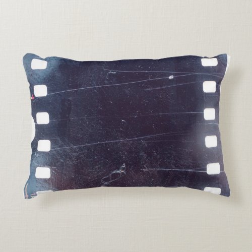 Black Film Frame Scratched Emulsion Accent Pillow