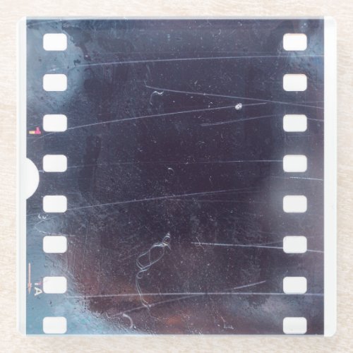 Black Film Frame Scratched Emulsion Glass Coaster