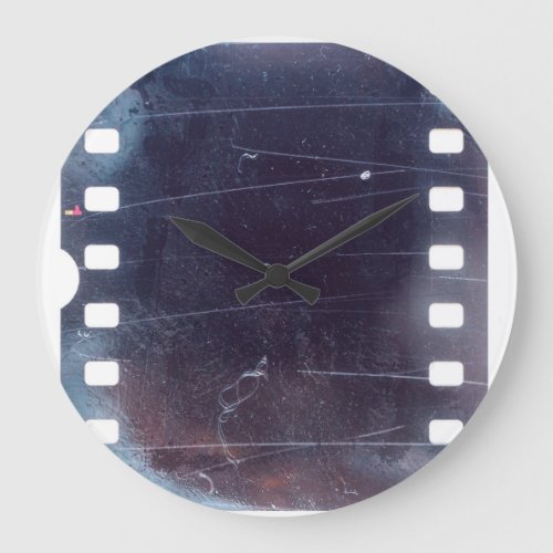 Black Film Frame Scratched Emulsion Large Clock