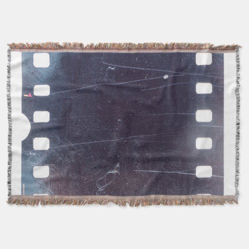Black Film Frame Scratched Emulsion Throw Blanket
