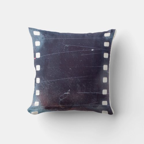 Black Film Frame Scratched Emulsion Throw Pillow