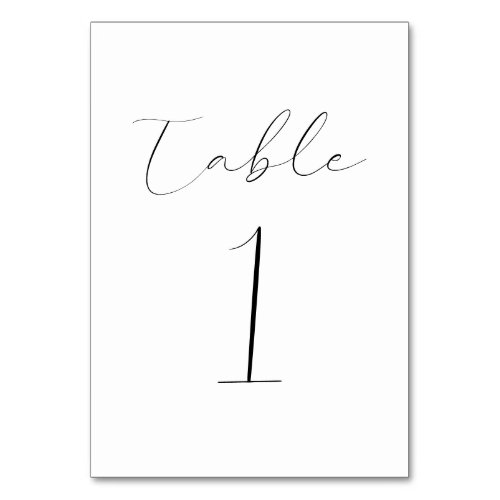 Black Fine Calligraphy 1 Table Number