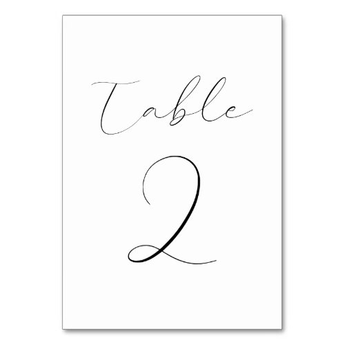Black Fine Calligraphy 2 Table Number