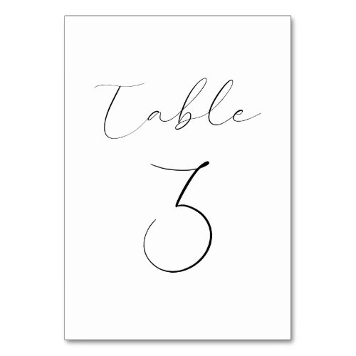 Black Fine Calligraphy 3 Table Number