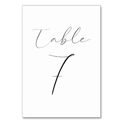 Black Fine Calligraphy 7 Table Number