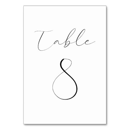 Black Fine Calligraphy 8 Table Number