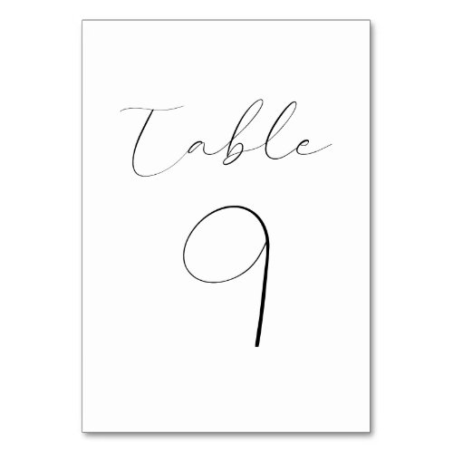 Black Fine Calligraphy 9 Table Number