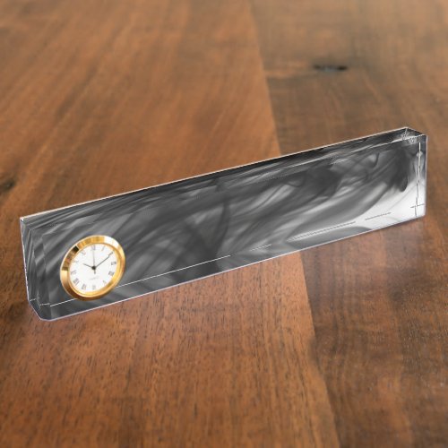 Black Fire I Desk Nameplate with Clock by CL Brown