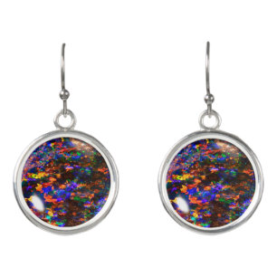 Black fire opal printing on earrings