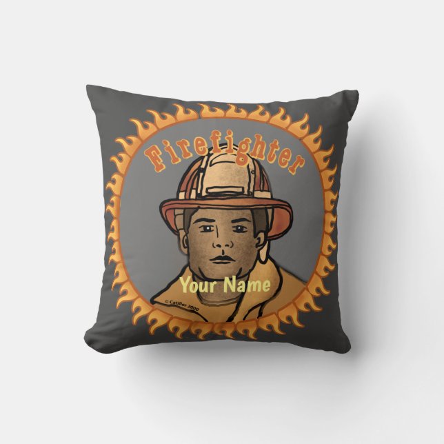Black Firefighter pillow (Front)
