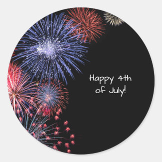 Black Fireworks 4th of July Personalized Classic Round Sticker