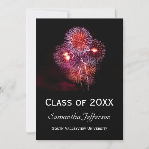Black Fireworks Graduation Party Invitations 5" X 7" Invitation Card
