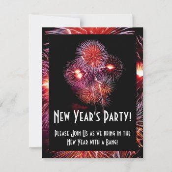 Black Fireworks New Years Party Small Invitation by CustomInvites at Zazzle