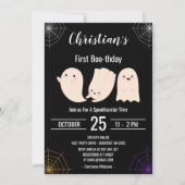 Black First Boo-thday Custom Halloween Birthday Invitation (Front)