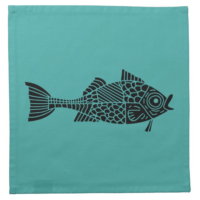 Black Fish Cloth Napkin (Front)