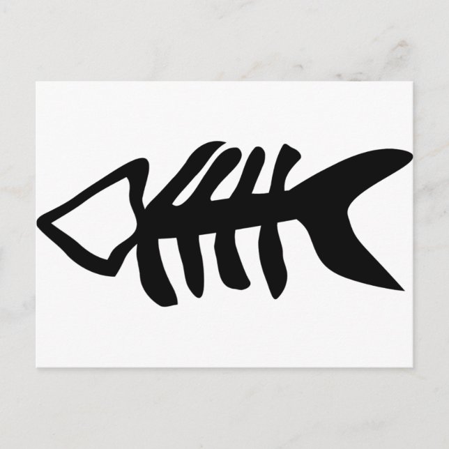 black fish fishbones postcard (Front)