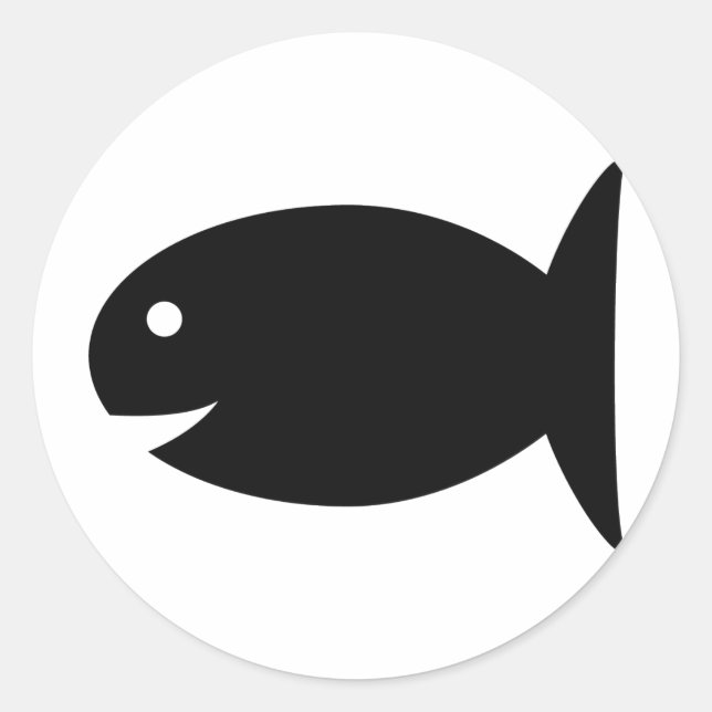 black fish icon classic round sticker (Front)