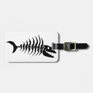 Black Fish Skeleton Luggage Tag