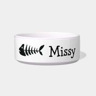 Black Fishbone With Custom Pet Name Bowl