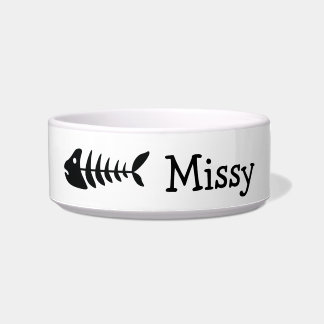 Black Fishbone With Custom Pet Name Bowl