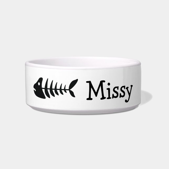 Black Fishbone With Custom Pet Name Bowl (Front)