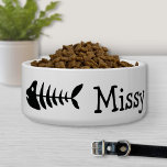 Black Fishbone With Custom Pet Name Bowl<br><div class="desc">Simple black fishbone silhouette together with a customizable text area for the name of the pet.</div>