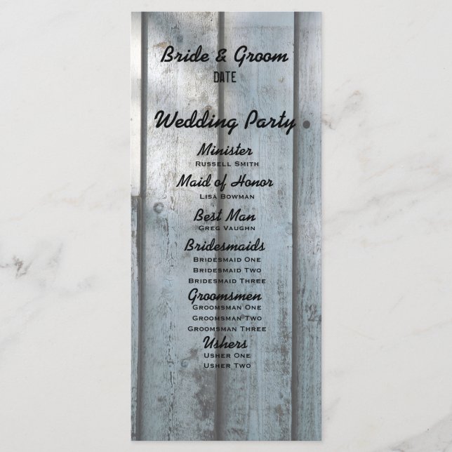 Black Fishing Lovers Wood Wedding Program (Front)