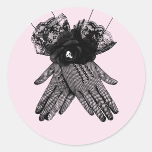 Black Fishnet Lace Gloves Goth Fashion art Classic Round Sticker