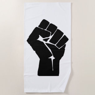 Black Fist Raised - Resistance Protest Beach Towel
