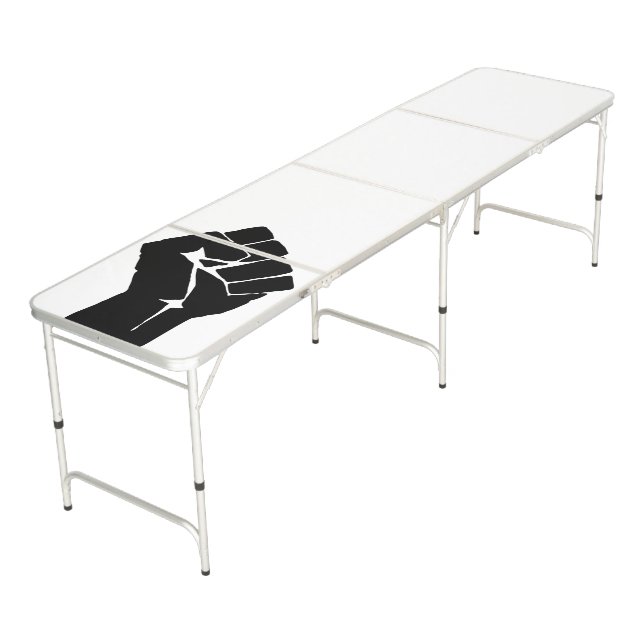Black Fist Raised - Resistance Protest Beer Pong Table (Angled)