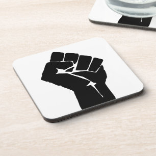 Black Fist Raised - Resistance Protest Beverage Coaster