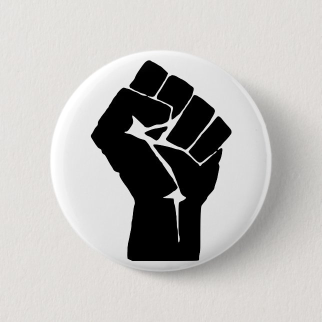 Black Fist Raised - Resistance Protest Button (Front)
