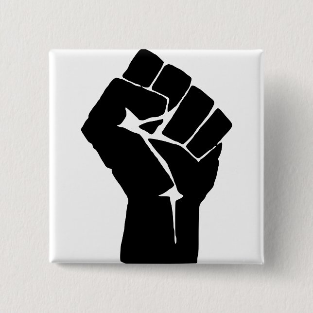 Black Fist Raised - Resistance Protest Button (Front)