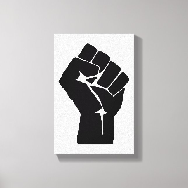 Black Fist Raised - Resistance Protest Canvas Print (Front)