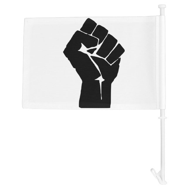Black Fist Raised - Resistance Protest Car Flag (Back)