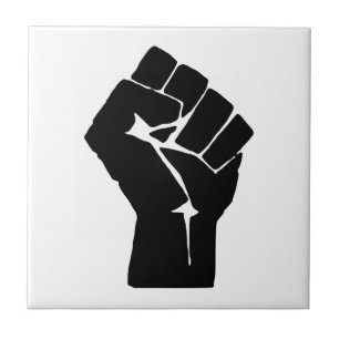 Black Fist Raised - Resistance Protest Ceramic Tile